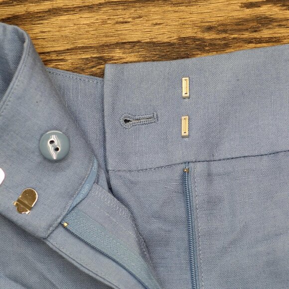 NWT Calvin Klein Womens Linen-Blend Wide-Leg Pants S43PA994 Bayour Blue 16 - Picture 9 of 10